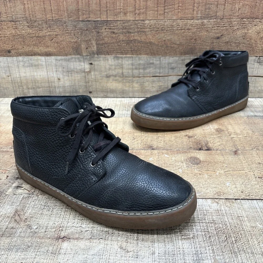 Ugg Men’s Black Leather Lace Up Ankle Boots Size 12